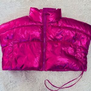 Azalea Wang beautiful chrome pink cropped vest!